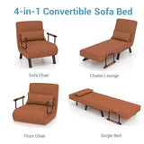S AFSTAR 4 in 1 Convertible Sofa Chair Bed, Tri-fold Leisure Recliner Sleeper with 6-Position Adjustable Backrest, Pillow & Metal Frame, Folding Chaise Lounge Couch for Apartment, Bedroom (Coffee) S AFSTAR