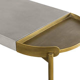 Armen Living LCDUCNCC Dua Grey Concrete Console Table with Antique Brass Armen Living