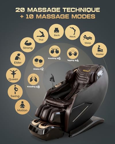 4D Massage Chairs Full Body,Zero Gravity SL-Track Shiatsu Massage Chair Recliner,Core Heating,20 Massage Techniques,Deep Yoga Stretch,Foot Rollers, Ai Voice,Touch Screen,Wireless Charging armali