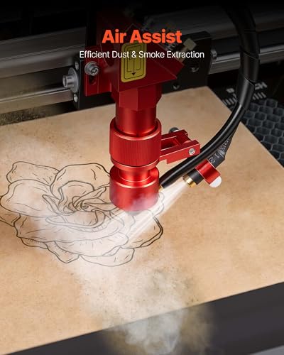 VEVOR 45W CO2 Laser Engraver, 12 x 8 in, Desktop CO2 Laser Engraver Cutter Machine with Rotary Axis, Air Assist, Engraving Machine Compatible with LightBurn CorelDRAW GRBL, for Wood Acrylic Glass VEVOR