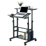 UNICOO Portable Standing Desk on Wheels, Height Adjustable Mobile Workstation, Versatile for Home Office, Rolling Sit to Stand Design, Ergonomic - (U101-B) UNICOO