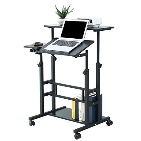 UNICOO Portable Standing Desk on Wheels, Height Adjustable Mobile Workstation, Versatile for Home Office, Rolling Sit to Stand Design, Ergonomic - (U101-B) UNICOO
