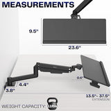 VIVO Sit-Stand 24 Inch Pneumatic Spring Keyboard and Mouse Tray Clamp-on Desk Mount, Counterbalance Height Adjustable Typing Platform, Ergonomic Tilt, Black, MOUNT-KB35CP VIVO