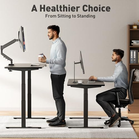 VVENACE 3 Stage Dual Motor Electric Standing Desk Legs Only, 286lb Load Capacity, Height Adjustable from 23.6" to 49.3", Standing Desk Frame, Sit Stand Desk Base with 4 Memory Presets (Black) VVENACE