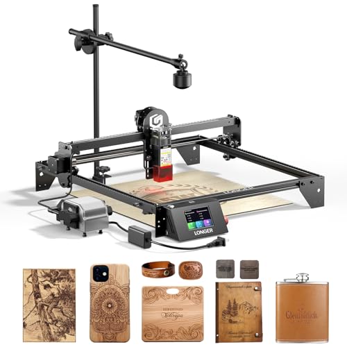 LONGER RAY5 5W Laser Engraver with Air Assist & LightBurn Camera, Auto Positioning & Capture, High-Precision Laser Cutter for Wood, Metal, Acrylic, Tumblers & Cylindrical Objects Longer