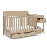 Graco Shiloh 5-in-1 Convertible Crib & Changer with Drawer – GREENGUARD Gold Certified Baby Crib Crafted from Wood, Converts to Toddler Bed, Daybed, and Full-Size Bed (Driftwood)