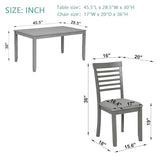 KEIKI 5-Piece Standard Height Dining Table Set with Rectangular Table and 4 Upholstered Ladder Backrset Chair, for 4 Person, Modern Wooden Table Set, Easy Assembly, for Kitchen, Dining Room, Gray KEIKI
