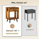 GYIIYUO Nightstand Set of 2 with Fabric Drawers and Open Shelves - Rustic Bedroom Side Tables GYIIYUO