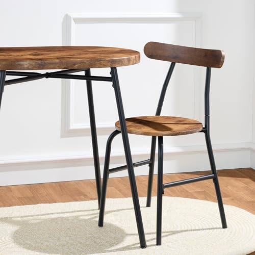 Best Choice Products 3-Piece Modern Oval Dining Table Set, Small Kitchen Dinette w/ 2 Chairs, Metal Frame, Curved Backrests - Medium Brown/Black Best Choice Products