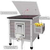 HiCaptain Outdoor Cat House, Weatherproof Feral Cat House with Escape Door, Outside Wooden Single Story Pet House for Cats, Puppies and Small Pet - Grey HiCaptain