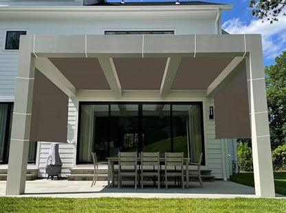 Windscreen4less 8’ x 16’ Universal Replacement Shade Cover Canopy for Pergola Patio Porch Privacy Shade Screen Panel with Grommets on 2 Sides Includes Weighted Rods Breathable UV Block Brown