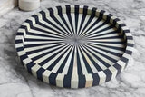 HANDMADE ENTARO Serving Tray 18" Decorative Bone Inlay Mosaic Wooden Trays for Coffee Table Living Room Dining Table and Home Décor(18x18x2.5, Black and White) HANDMADE ENTARO