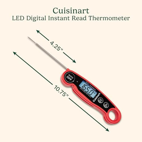 Cuisinart LCD Digital Instant Read Thermometer, Water Resistant Meat Thermometer for Home & Grill, Digital Grill Thermometer with Calibration & Backlight, Home Gadget, BBQ, Smoker, Oil Fry & Candy Cuisinart
