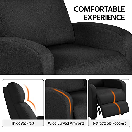Yaheetech 2-Seat Fabric Pushback Recliner Chair with Thick Seat Cushion and Backrest Reclining Chair for Living Room Home Theater Matte Black Yaheetech