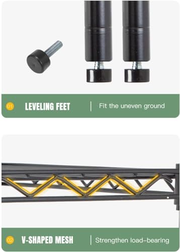 FDW 14" D x 36" W x 72" H 5-Shelf Wire Shelving Adjustable Metal Shelf Large Storage Shelves Heavy Duty Height Commercial Grade Steel Layer Shelf 1250 LBS Capacity,Black FDW