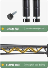 FDW 14" D x 36" W x 72" H 5-Shelf Wire Shelving Adjustable Metal Shelf Large Storage Shelves Heavy Duty Height Commercial Grade Steel Layer Shelf 1250 LBS Capacity,Black FDW