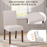 Upholstered Parsons Dining Chairs Set of 6, Modern Dining Room Chairs with Back, Fabric Kitchen Side Chairs with Wood Legs for Dinner Farmhouse Restaurant, Beige MALOL