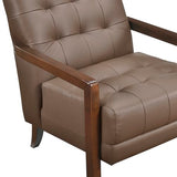 Lexicon Modern Accent Chair, Luxury Genuine Leather Match Living Room Chair with Tufted Cushions, Solid Wood Frame and Arm Rest, Comfy Upholstered Single Seat for Bedroom/Reading/Office, Brown Lexicon