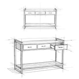 SIMPLIHOME Riverside SOLID MANGO WOOD and Metal 54 Inch Wide Modern Industrial Console Sofa Table in Natural, For the Living room, Entryway and Bedroom SIMPLIHOME