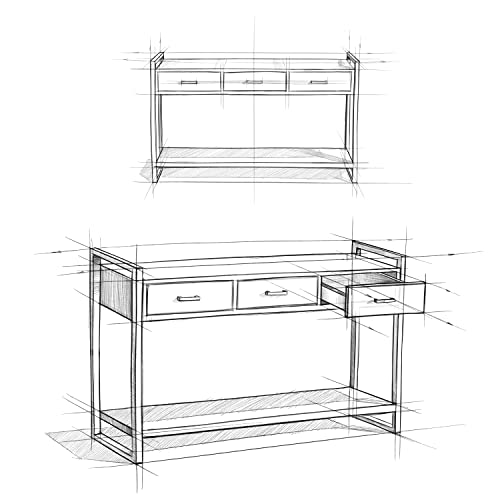 SIMPLIHOME Riverside SOLID MANGO WOOD and Metal 54 Inch Wide Modern Industrial Console Sofa Table in Natural, For the Living room, Entryway and Bedroom - WoodArtSupply