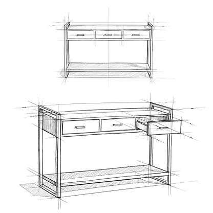 SIMPLIHOME Riverside SOLID MANGO WOOD and Metal 54 Inch Wide Modern Industrial Console Sofa Table in Natural, For the Living room, Entryway and Bedroom - WoodArtSupply