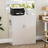 TaskStorz Metal Garage Storage Cabinets，36" Steel File Cabinet with 2 Adjustable Shelves, Lockable Storage Cabinets for Office, Home, Garage, Warehouse 36" H x 32" W x 16" D (White) TaskStorz
