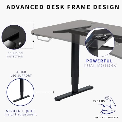 VIVO Electric 63 x 32 in Dual Motor Standing Desk, Memory Height Adjustment, 2B Series, Light Wood Top White Frame, DESK-KIT-2W1C VIVO