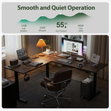 Agilestic L Shaped Standing Desk Adjustable Height, Electric Corner Standing Desk, 63 x 55 inch Sit Stand Computer Table with Splice Board, Rustic Brown Agilestic