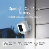Ring Spotlight Cam Plus, Battery | Two-Way Talk, Color Night Vision, and Security Siren (2022 release) - White Ring