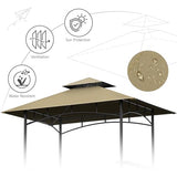 5' x 8' Grill Gazebo Replacement Canopy Roof Only,Waterproof Double Tiered Shelter Cover,Outdoor BBQ Gazebo Canopy Top Fit for Gazebo Model L-GG001PST-F (Khaki) Iheqard