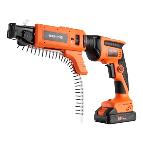 VEVOR Drywall Screw Gun Auto-Feed, 20V Max Collated Drywall Screwgun, 4200RPM Brushless Cordless Drywall Gun Kit with 2 Battery Packs, Belt Clip, Charger, Tool Bag, Screw Length and Depth Adjustable VEVOR
