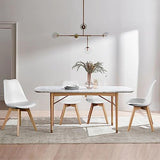 OLIXIS Set of 4 Dining Kitchen Mid-Century Modern Chairs with Wood Legs and PU Leather Cushion for Living Room Bedroom Outdoor Lounge, White OLIXIS