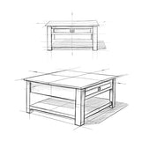 SIMPLIHOME Monroe SOLID ACACIA WOOD 38 Inch Wide Square Rustic Coffee Table in Distressed Charcoal Brown, For the Living Room and Family Room SIMPLIHOME