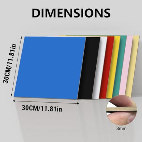 Creatorally 8 Pack Pre-Painted Colored Plywood Sheets,Basswood for Laser Cutting,12x12x1/8 Inch (3mm),Ideal for DIY Crafts, Engraving, Ornaments, Models Making (8 Colors Mixed) Creatorally