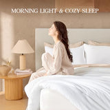 Andency White Queen Size Comforter Set, 3 Pieces Boho Solid Bedding Comforters & Sets, Modern Reversible Soft Lightweight All Season Bed Set for Men Women (90x90Inch Comforter & 2 Pillowcases) Andency