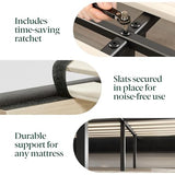 Zinus Curtis Upholstered Platform Bed Frame, Mattress Foundation, Wood Slat Support, No Box Spring Needed, Eco Friendly WonderBox (TM) Packaging, Dark Grey, Queen Zinus