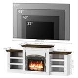 Frmobepts 72" Electric Fireplace TV Stand, Electric Fireplace with Mantel, Modern Entertainment Center with Storage, Realistic Stacked Stone Surround for Living Room Frmobepts
