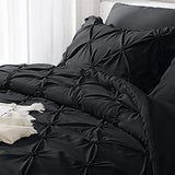 JOLLYVOGUE Black Twin Size Comforter Sets 5 Pieces, Pintuck Bed in a Bag Comforter Set for Bedroom, Bedding Comforter Sets with Comforter, Sheets,Ruffled Shams & Pillowcases JOLLYVOGUE