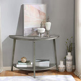 COSIEST 2-Tier Glass Console Table, Semi-Circular MDF Entryway Table with Storage Shelf, Modern Wood Sofa Side Table for Bedroom Living Room Hallway, Antique Silver COSIEST