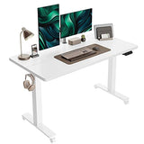 CubiCubi Electric Standing Desk, 55 x 24 Inches Height Adjustable Sit Stand Desk, Ergonomic Home Office Computer Workstation, White CubiCubi