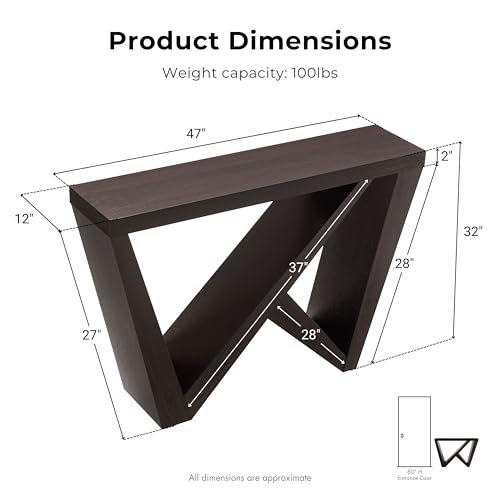 HOMES: Inside + Out Naomi Modern Decorative Accent Console with W-Shaped Legs, Narrow Desk, Wood Entryway Console Table for Living Room, Hallway, Entrance, Small Spaces, Cappuccino HOMES: INSIDE + OUT