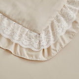 Lace Ruffle Crib Bedding Set 3 Pieces Baby Boho Lace Quilted Comforter with Fitted Sheet and Bed Skirt - Cute Ruffled Shabby Chic Baby Bedding Soft Blanket Design Pink UOZZI BEDDING