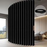 JILRON Accordion-Style Room Divider with Ceiling Track - Foldable Partition Curtain, Easy Installation(Black 100" W x 84" L-Pack of 1) Jilron