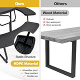 Tangkula 8 Person Picnic Table, Outdoor Round Picnic Table with 4 Built-in Benches, Umbrella Hole, Metal Frame & HDPE Tabletop, Outside Table and Bench Set for Backyard, 2300lbs Weight Capacity Tangkula