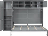 Virubi Queen Horizontal Murphy Bed Cabinet with Storage Cabinet,Wood Folding Murphy Wall Bed for Adult (Grey) Virubi
