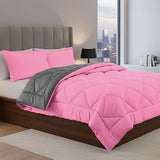 Elegance Linen Silky Soft - Goose Down Alternative Reversible 2pc Comforter Set- Available in A Few Sizes and Colors, Twin/Twin XL, Pink/Gray Elegant Comfort