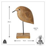 WHW Whole House Worlds Bird Figurine, Hand Carved Mango Wood, Brown, Mounted, Gallery Base, 9.5 Inches WHW Whole House Worlds