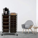 Seville Classics 15-Drawer Multipurpose Mobile Rolling Utility Storage Organizer Cart, Translucent Black Seville Classics