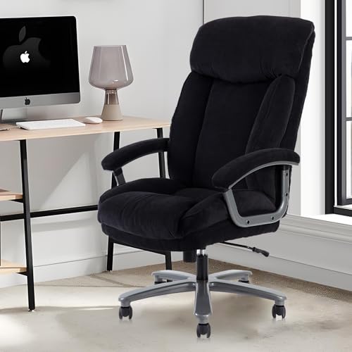 CLATINA Ergonomic Big and Tall Executive Office Chair with Upholstered Swivel 800lbs High Capacity Adjustable Height Thick Padding Headrest and Armrest for Home Office Black CLATINA