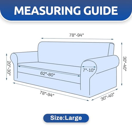 KEKUOU Stretch Sofa Cover Slipcover ，Couch Covers for 3 Cushion Couch Sofa pet Friendly (78"-94") Furniture Protector Sofa with Elastic Bottom for Kids,Dog, Jacquard Small Checked(Large,Black) KEKUOU